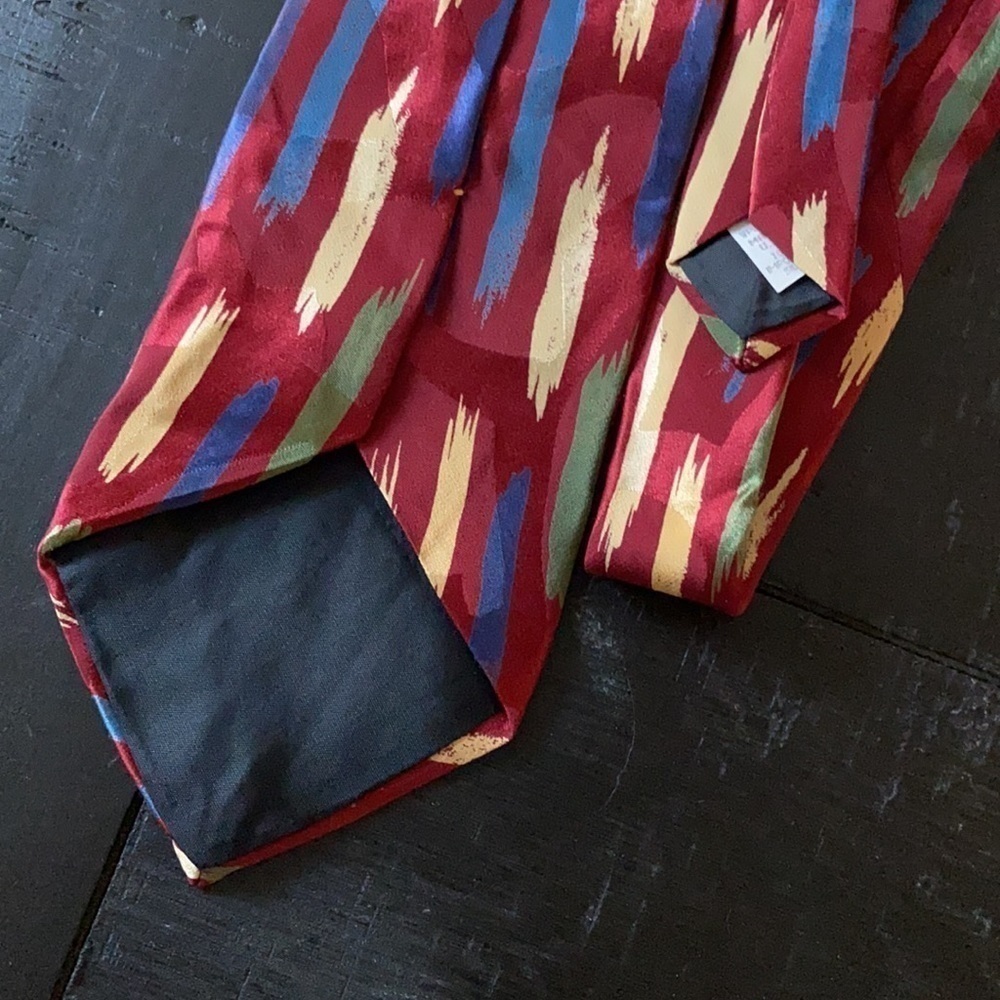 Oscar de la Renta Silk Burgundy Pattern Tie​​​​​ - Picture 5 of 7